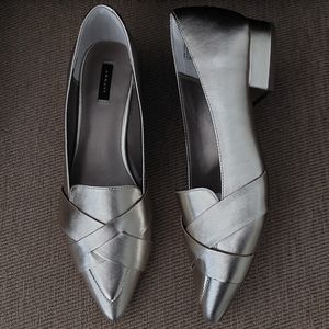 ARRAY STELLA METALLIC LEATHER SLIP ON LOAFERS